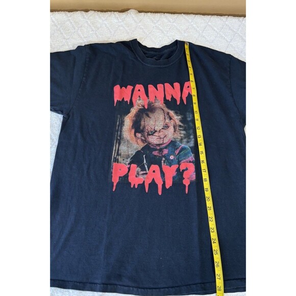 Chucky Doll Wanna Play Horror Movie Series Graphic Black Shirt Men’s Size L - Picture 15 of 16